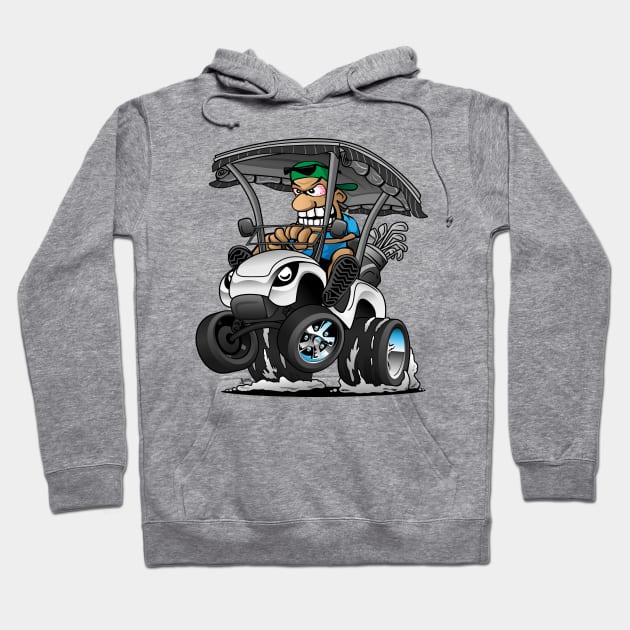 Funny Golf Cart Hotrod Golf Car Popping a Wheelie Cartoon Hoodie by hobrath